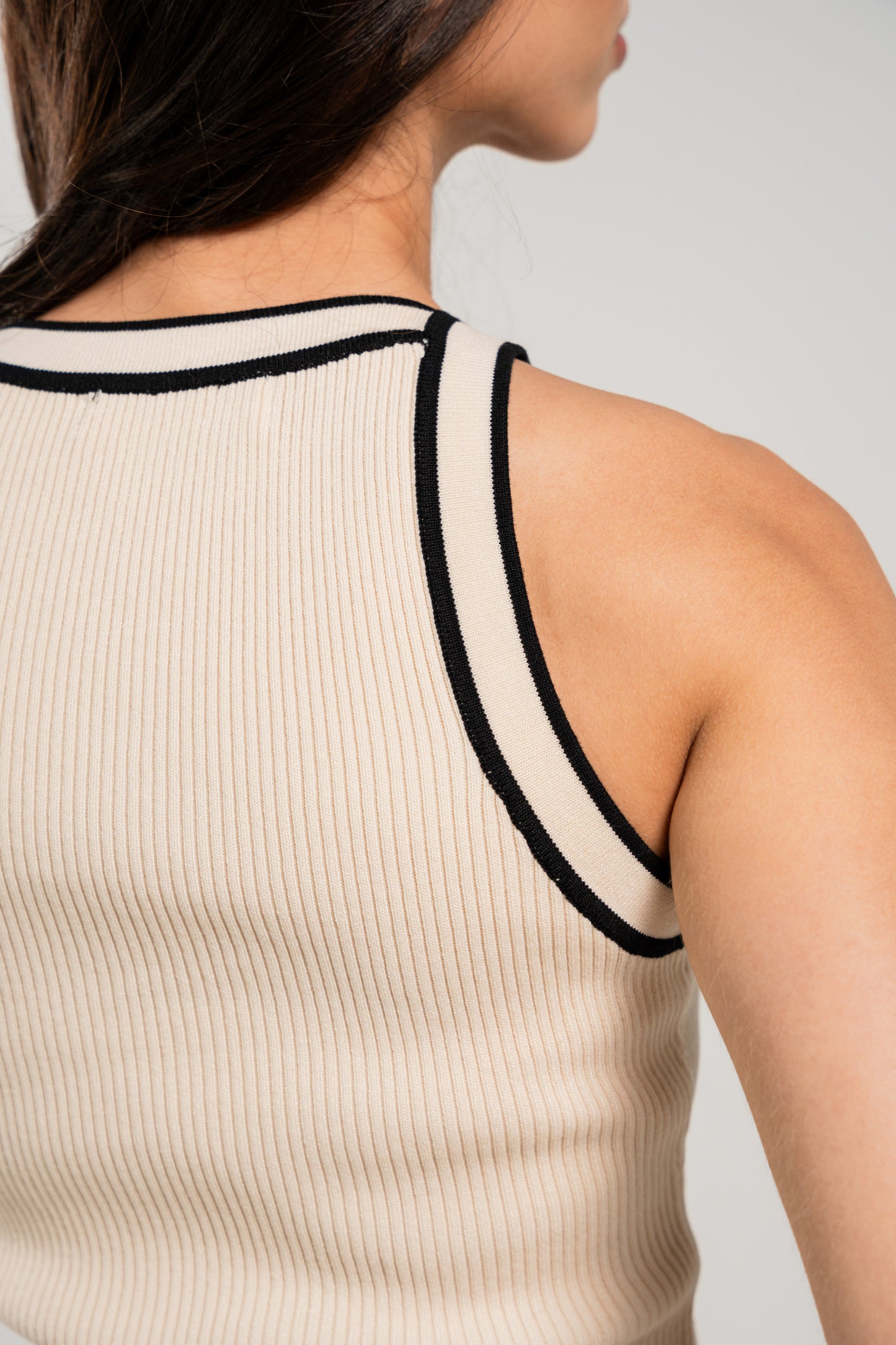 Duo Knit Tank Top Beige