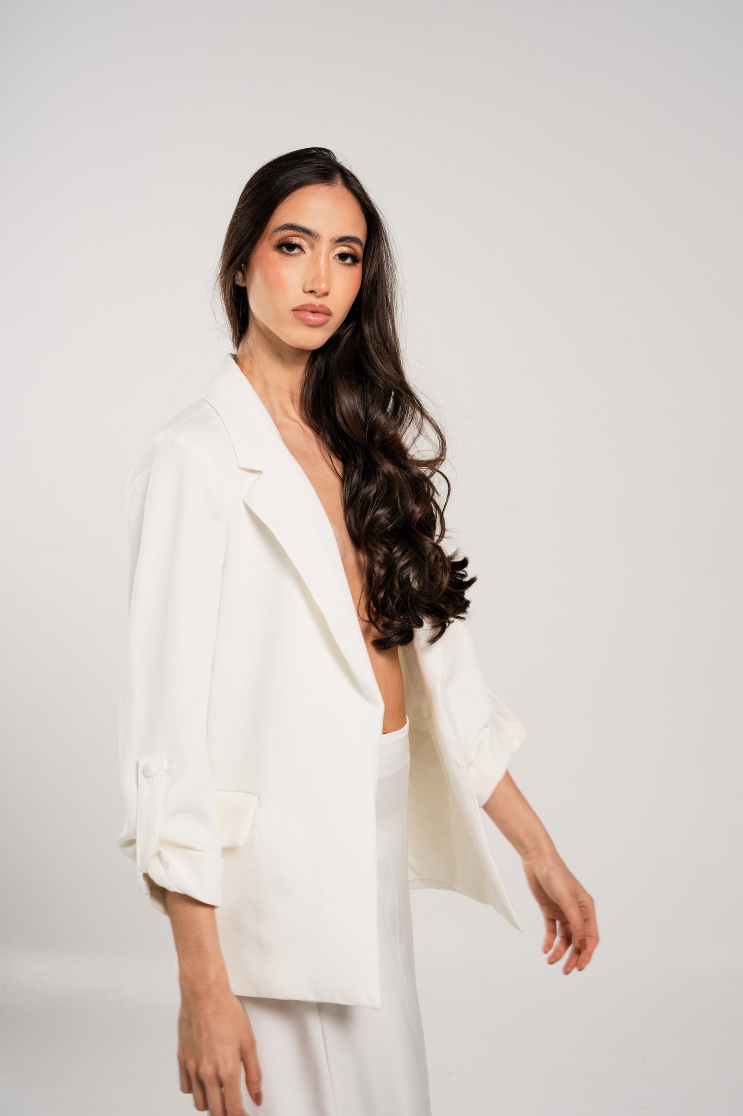 First Class Long Blazer Blanco