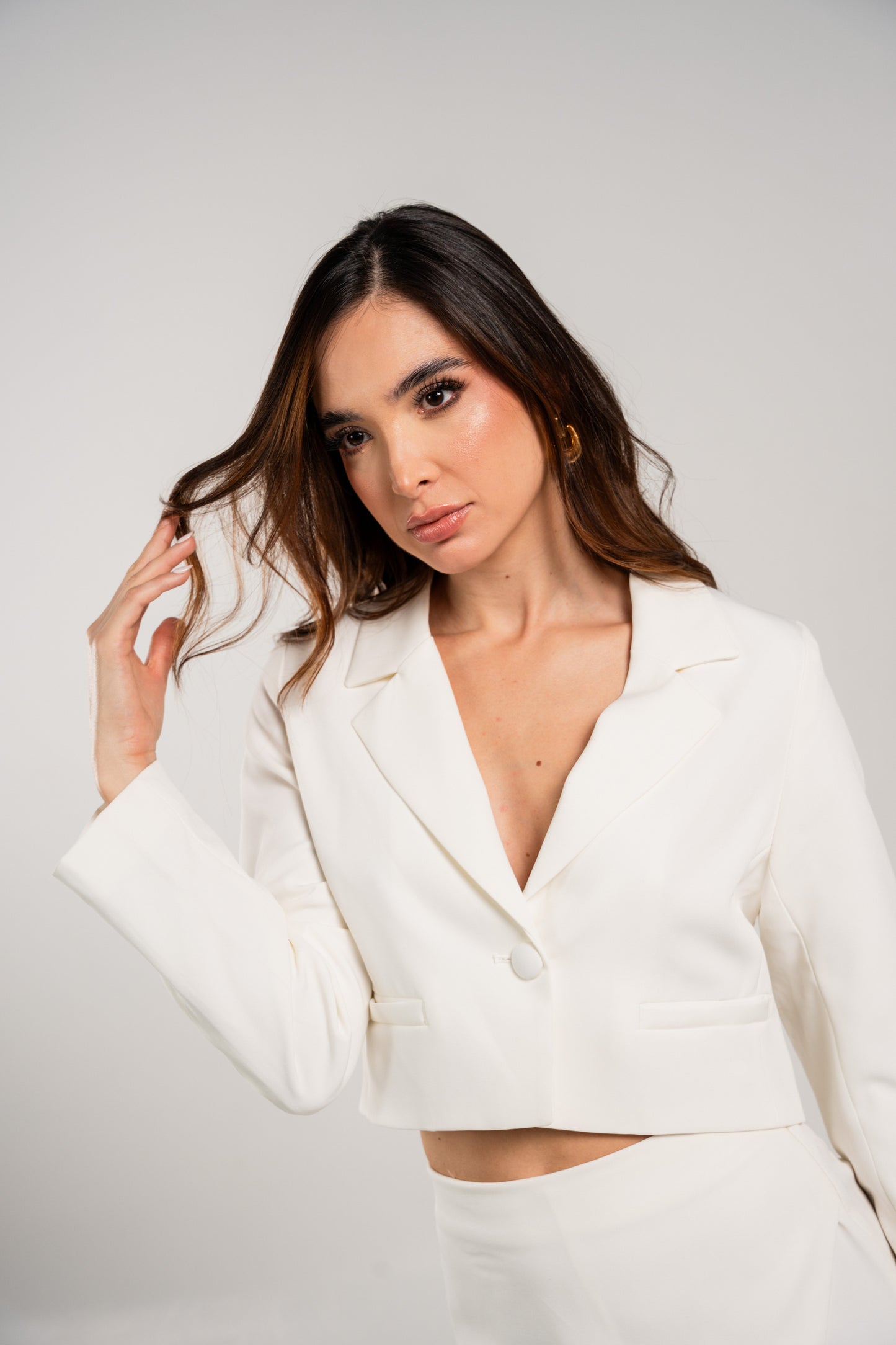 First Class Short Blazer Blanco