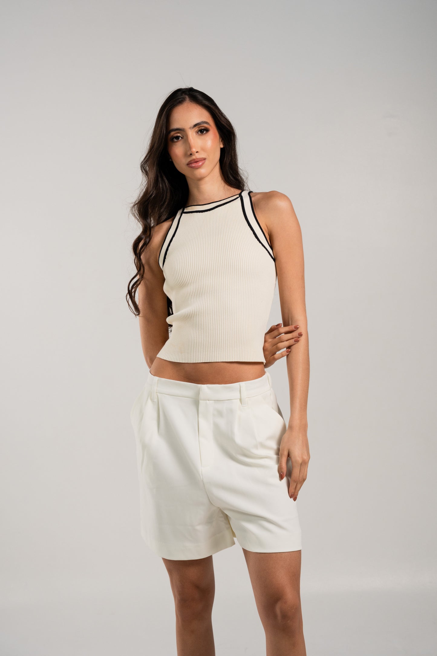 Duo Knit Tank Top Beige