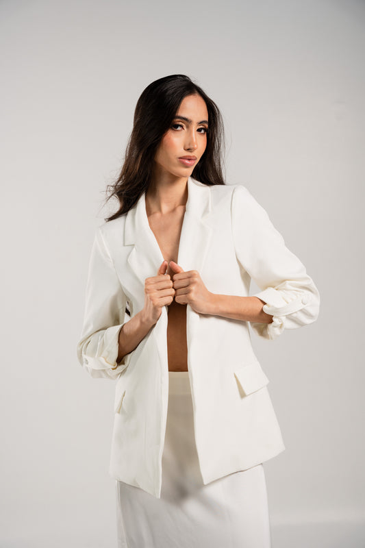 First Class Long Blazer Blanco